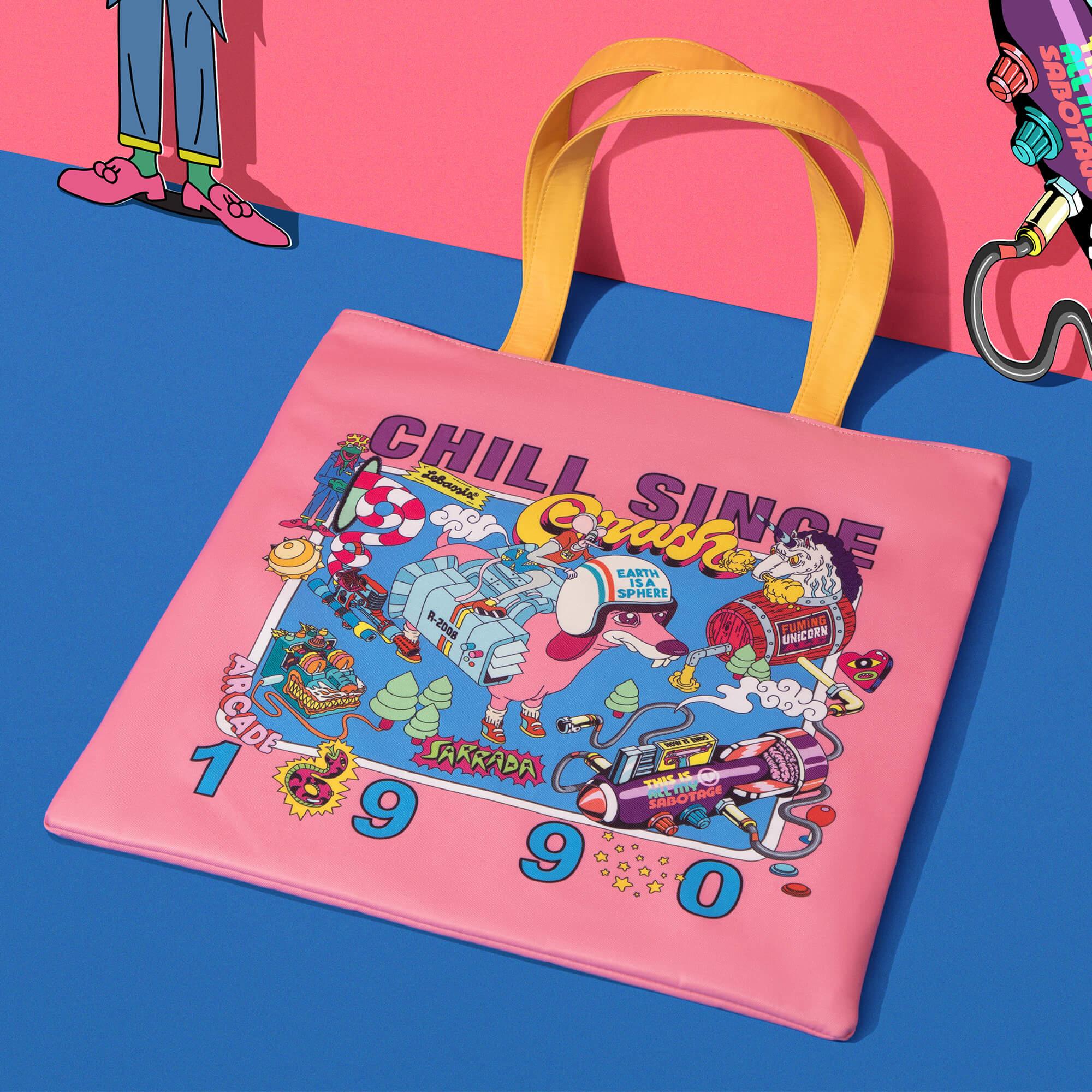 MaH Cartoon High Quality Pink Canvas Tote Bag