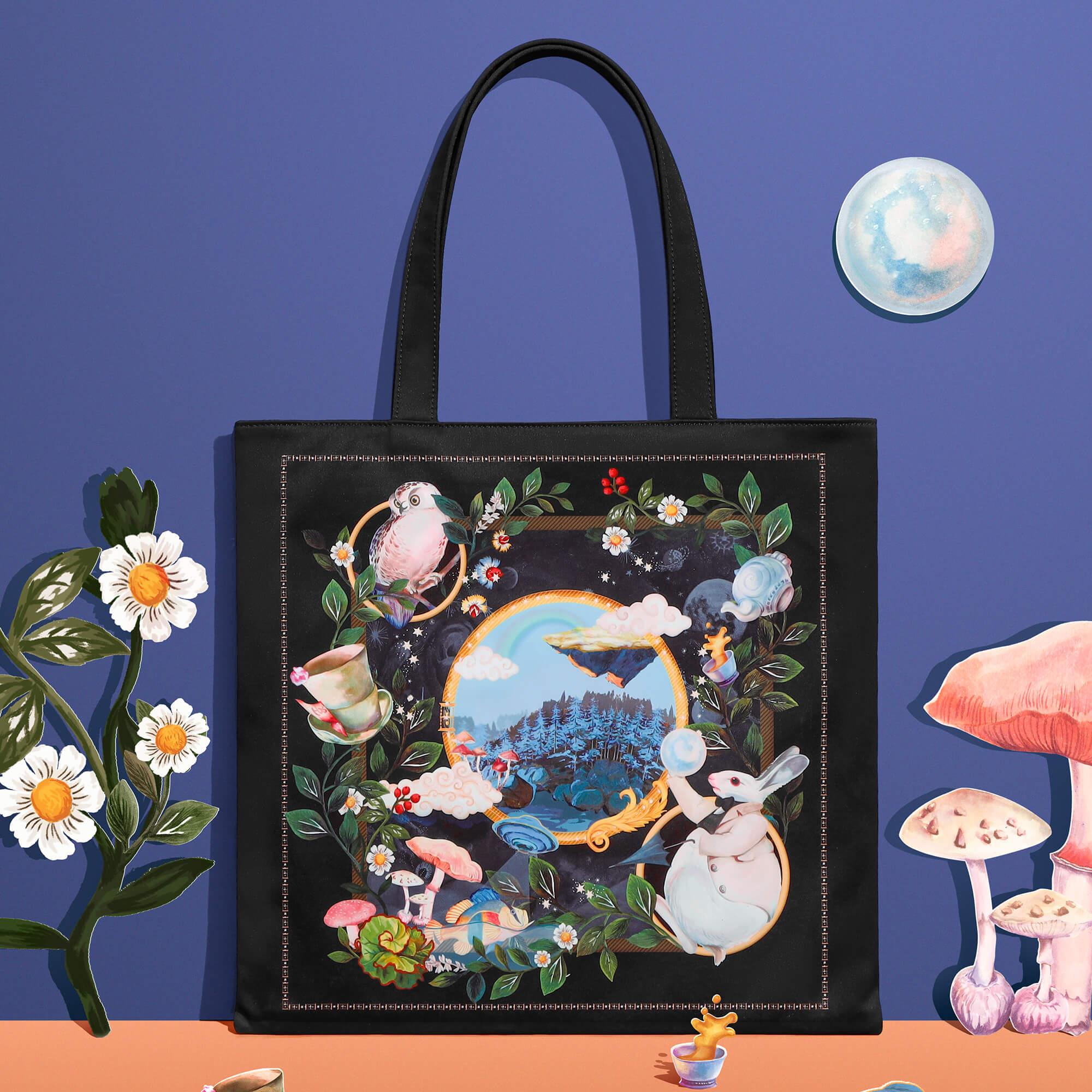 Floral Printed Canvas Tote Bag